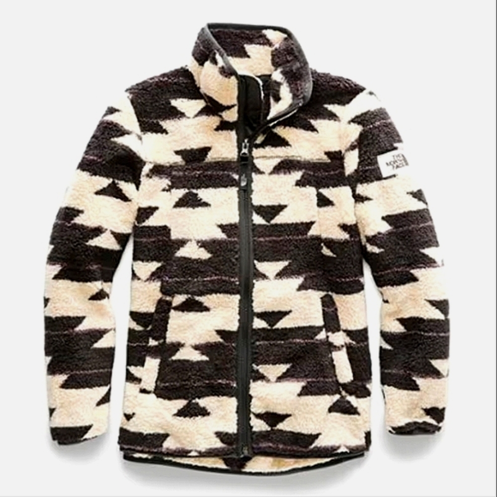 The‎ North Face Campshire Black & Cream Full-Zip Fleece Jacket W/ Zip Pockets Lg